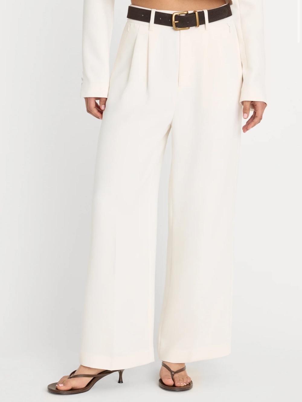 Luxe Suiting High-Rise Cropped Wide Leg Trouser in Soft Shell NWT